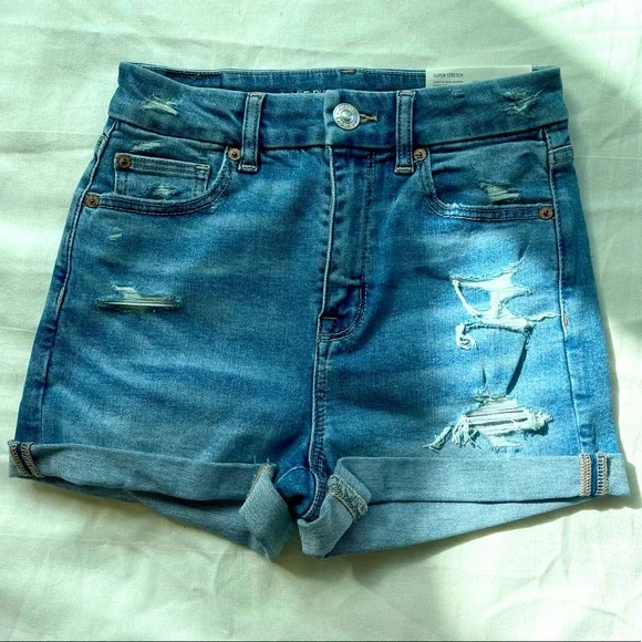 🦅 NWT American Eagle Curvy Hi-Rise Super-Stretch Shortie | Size 0/25W 🦅 - Picture 1 of 6